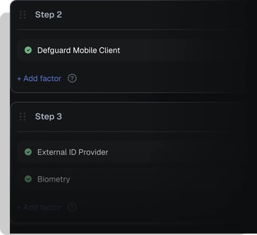 Defguard MFA flow editor with multi-step authentication methods