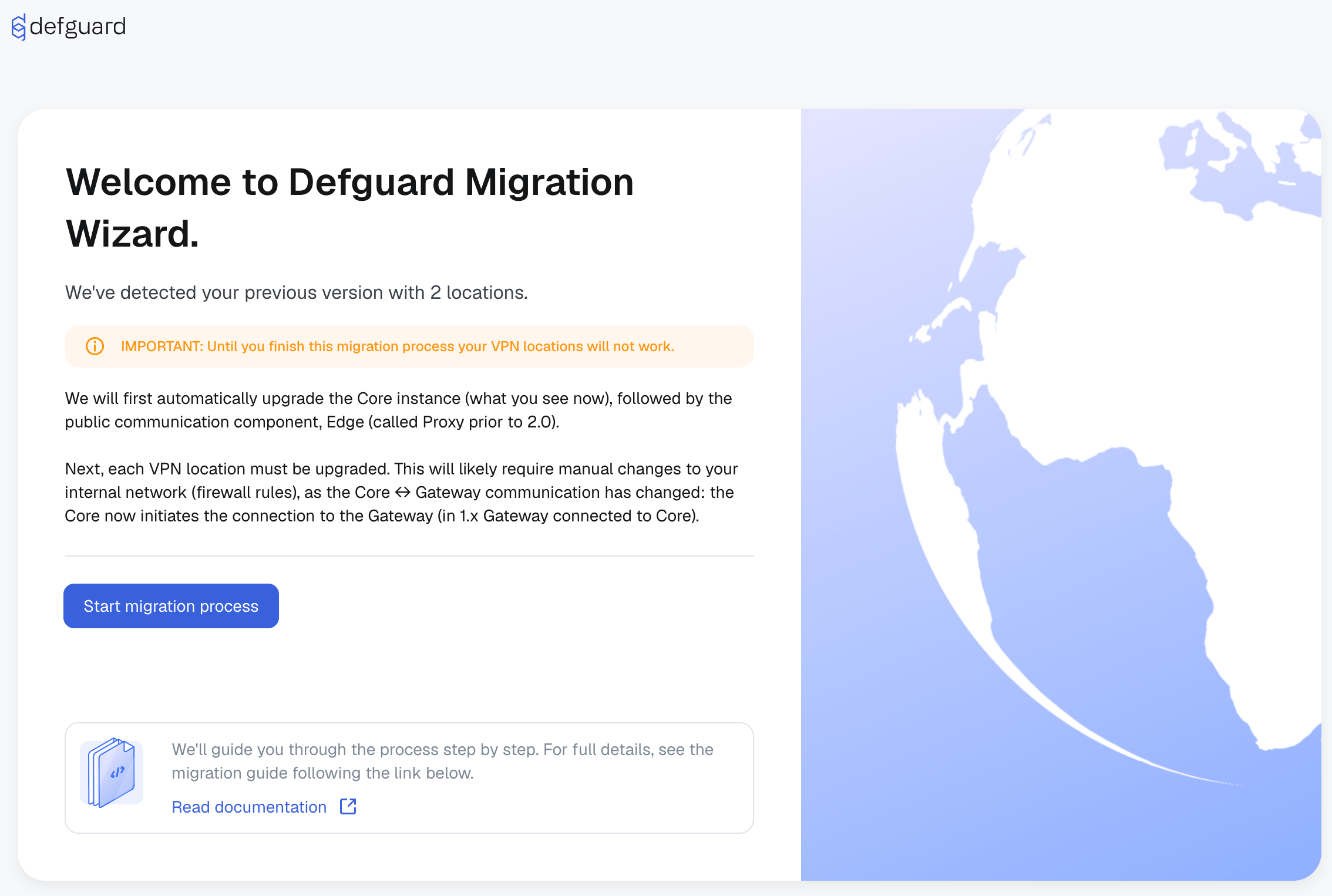 Defguard 2.0 migration wizard