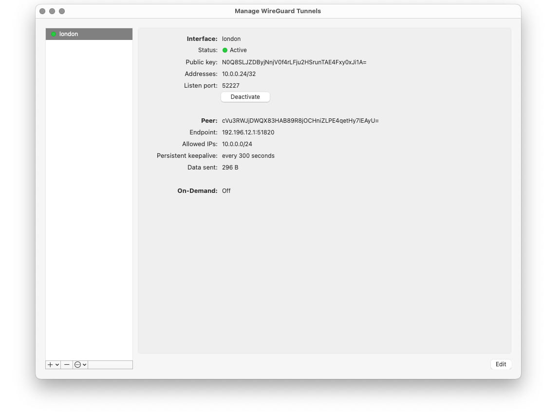 Official WireGuard client interface